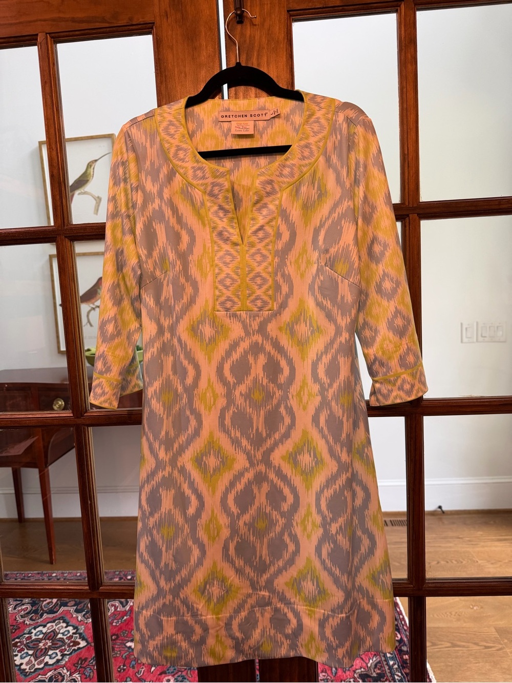 Gretchen Scott Pink and Lime Ikat Shift Dress
